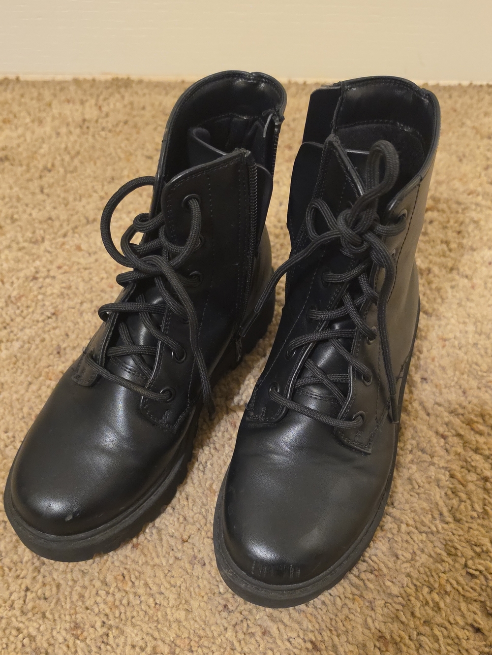 art class Black Lace-Up Kids Combat Boots
